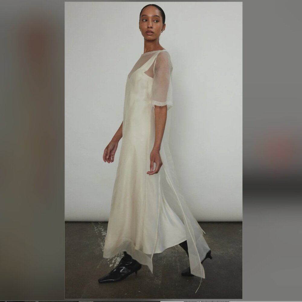 Kamperett SET Ivory Silk Thea Sheath & Lisette Midi Slip